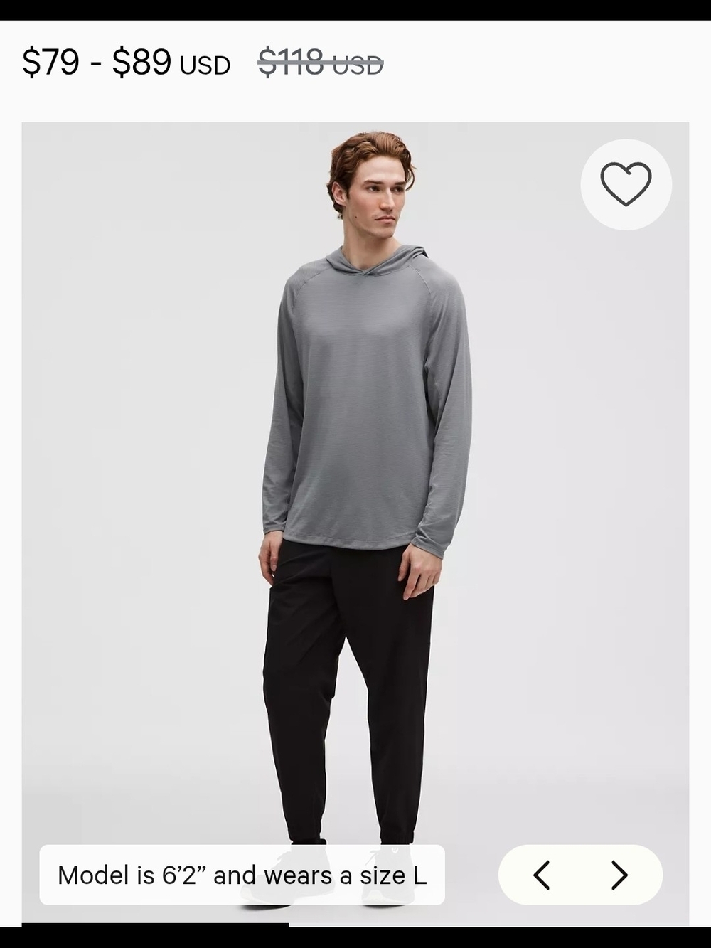 Lululemon Mens Heather Blue Gray Hooded Long Sleeve Top